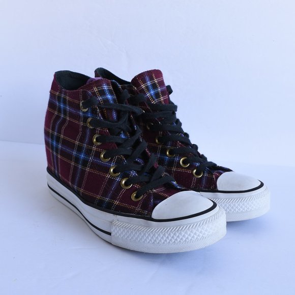 chuck taylor all star plaid lux wedge